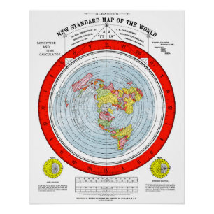 Poster Terre plate Carte standard du monde T Chemise