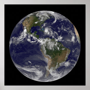 Poster Terre Pleine Avec L'Ouragan Irène Au-Dessus Des Ba