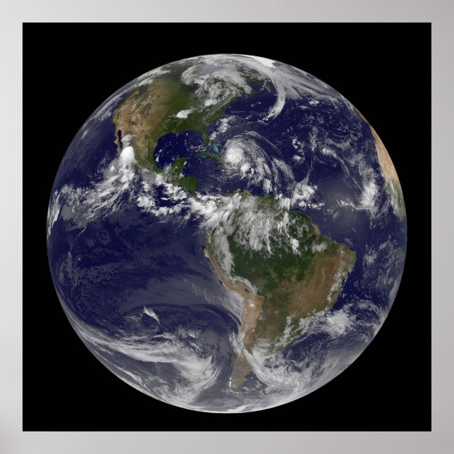 Poster Terre Pleine Avec L'Ouragan Irène Au-Dessus Des Ba (Devant)