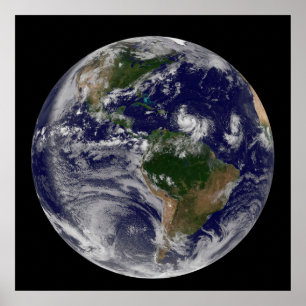 Poster Terre Pleine Avec Tempêtes Tropicales Dans L'Atlan