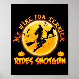 Poster Terrier à poil dur Fox monte Chien tiré Halloween
