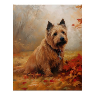 Poster Terrier Australien dans les feuilles d'automne qui