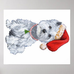 Poster Terrier Blanc de West Highland Père Noël