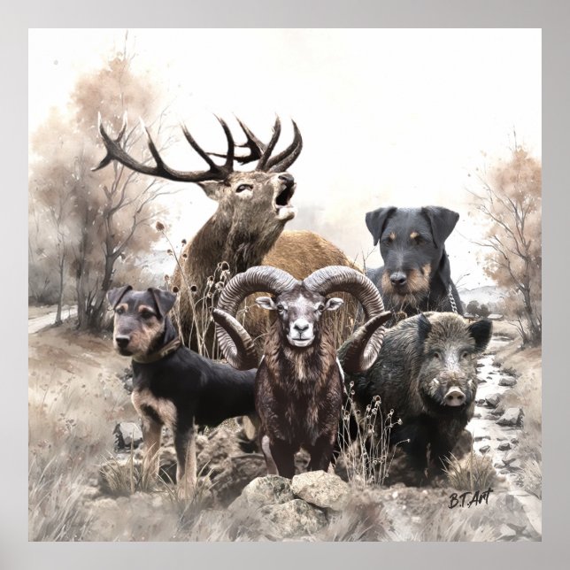 Poster Terrier de chasse allemand (Devant)