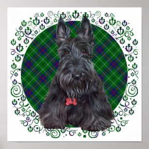Poster Terrier Écossais sur Tartan