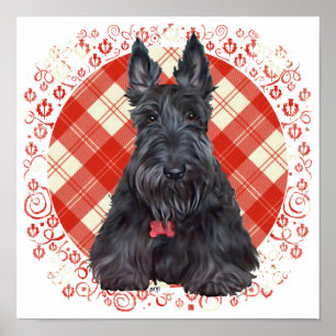 Poster Terrier Écossais sur Tartan