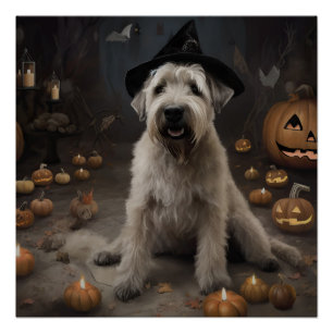 Poster Térrier Irlandais Citrouilles Halloween Épouvantab