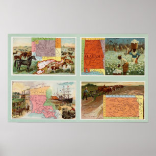 Poster Territoire du Wyoming, Alabama, Louisiane, le