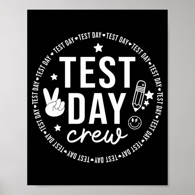 Poster Test Day Crew Funny Test Teacher School (Devant)