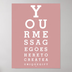 Poster Test de vue rose poussiéreux avec message personna