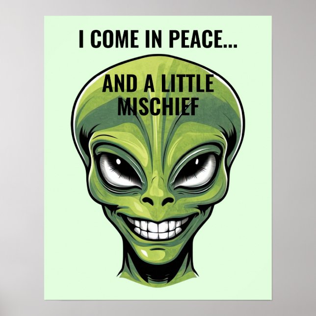 Poster Tête Alien verte (Devant)