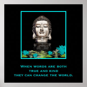 Poster Tête de Bouddha avec citation inspirante de gentil