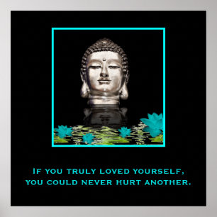 Poster Tête de Bouddha avec Citation inspirante sur l'amo