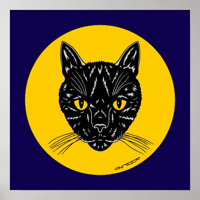 Poster Tête de chat noir (Devant)
