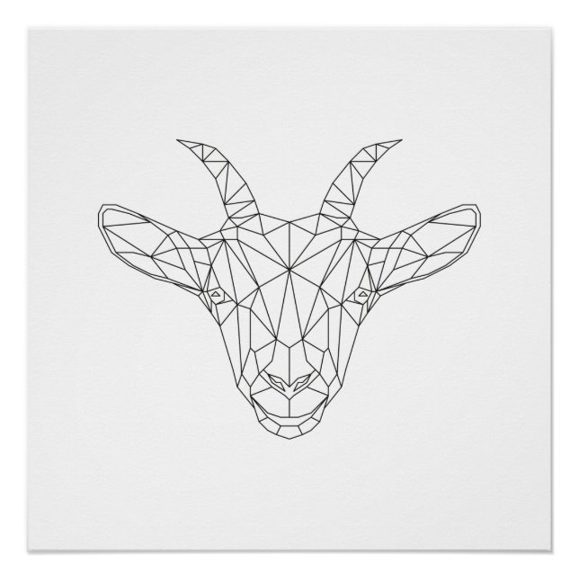 Poster Tête de chèvre Géométrique Noir & Blanc Art Modern (Devant)