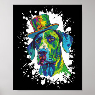 Poster Tête de chien Grand Danois Irlandais Drôle St Patr