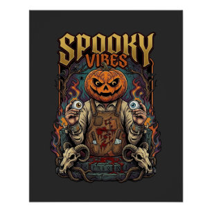 Poster Tête de citrouille d'Halloween de Vires effrayants