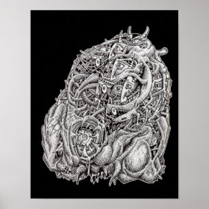 Poster Tête de cosmographie, par Brian Benson, noir