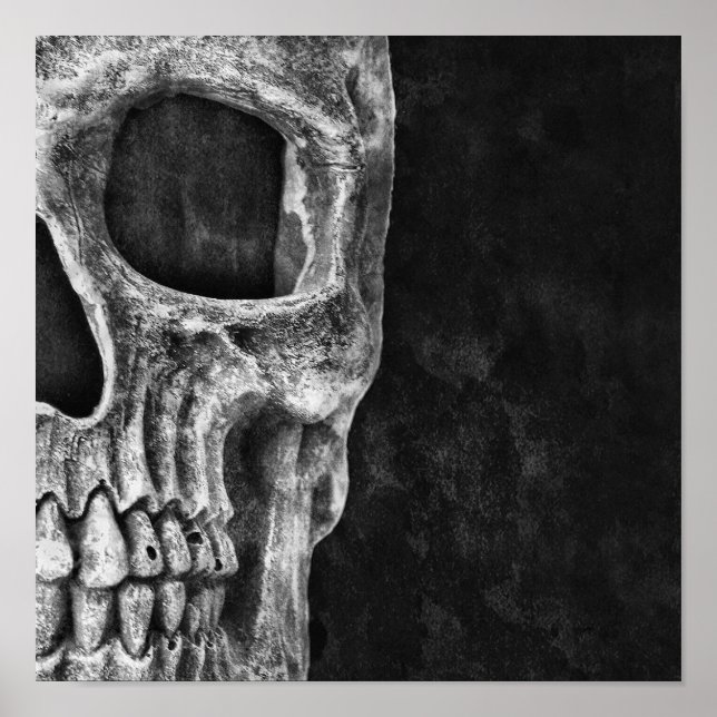 Poster Tête de crâne gothique Cool noir et blanc (Devant)