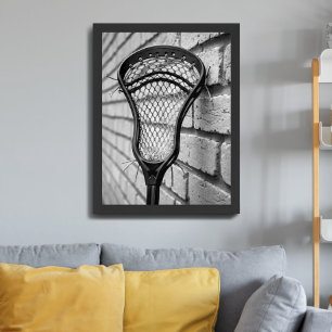 Poster Tête de crosse noire et blanche sur mur de briques