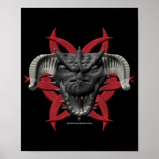 Poster Tête de dragon - Noir (Devant)