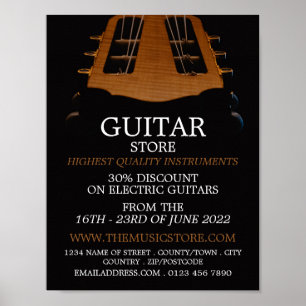 Poster Tête de guitare, magasin d'instruments de musique