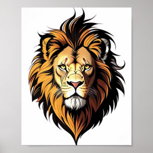 Poster Tête de lion dessin animé