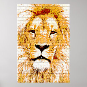 Poster Tête de lion Grunge Imprimer