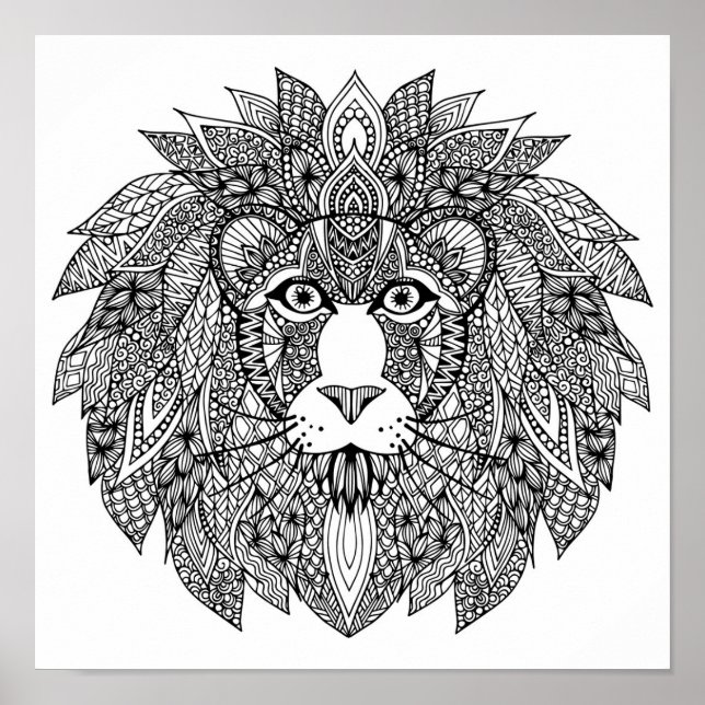 Poster Tête de lion inspirée 4 (Devant)