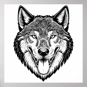 Poster Tête de loup de face