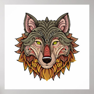 Poster Tête de loup de face
