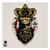 Tête de mort hipster skulls barbu et moustachu