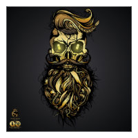 Tête de mort hipster skulls barbu or moustachu
