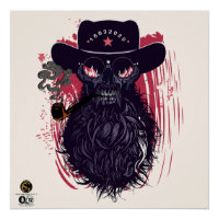 Tête de mort hipster skulls cowboy fume pipe