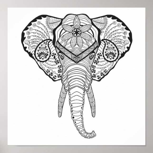 Poster Tête d'éléphant inspirée 2 (Devant)
