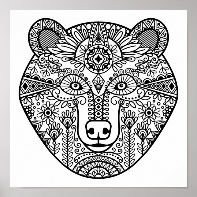 Poster Tête d'ours style 2 (Devant)