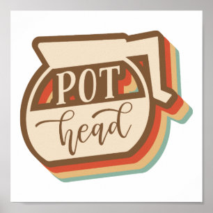 Poster Tête du pot   Café de style rétro
