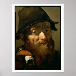 Poster Tête d'un vieil homme, détail du portrait d'un vie