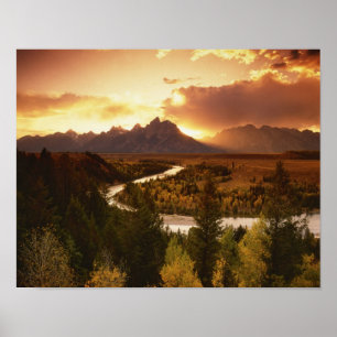 Poster Teton Range au coucher du soleil, de Snake River