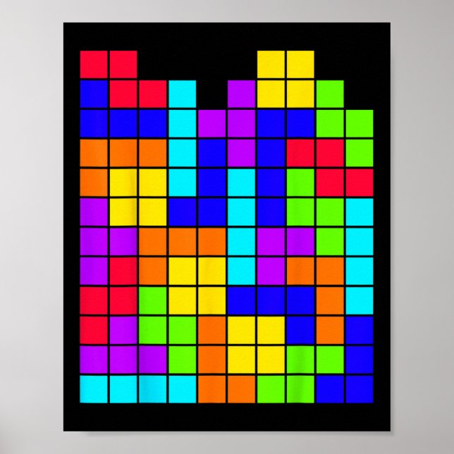 Poster Tetrominoes Bloc Puzzle Vidéo Jeu Math Enseignant  (Devant)