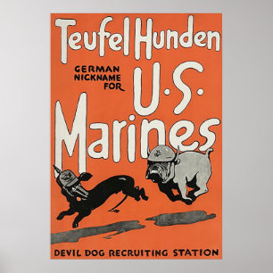 Poster Teufel Hunden ~ Vintage Guerre mondiale 1.