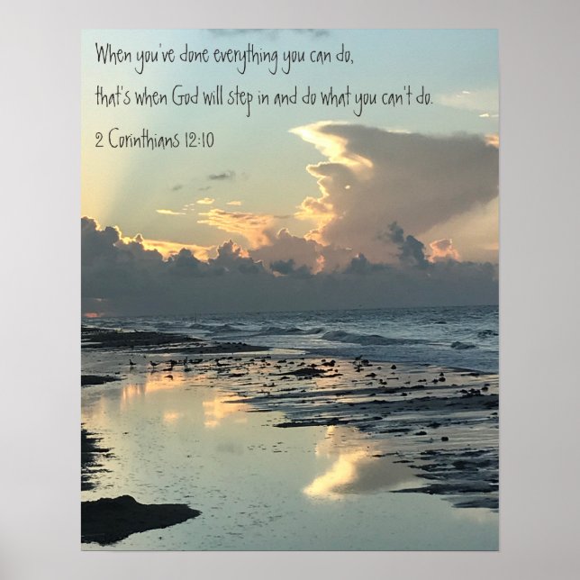 Poster Texas Beach Sunrise, Écriture Verse, Corinthiens (Devant)