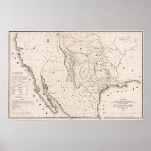 Poster Texas California and Oregon, 1846
