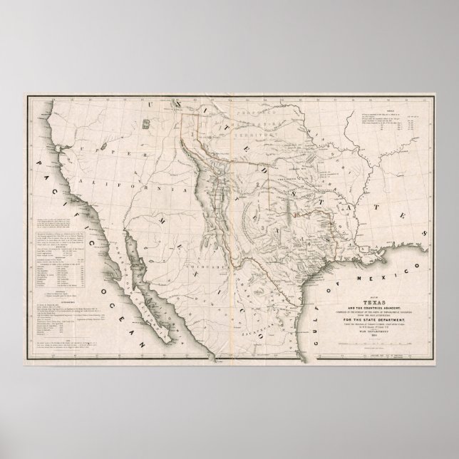Poster Texas California et Oregon, 1846 (Devant)