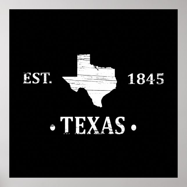 Poster Texas carte blanc l'état étoile seule (Devant)