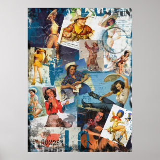 Poster Texas Eclectic : Collection Vintage Cowgirl No 2