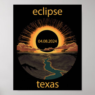 Poster Texas Eclipse 8 avril 2024 04.08.2024 Texas Solar
