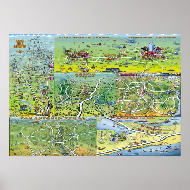 Poster Texas Fun Maps (Devant)