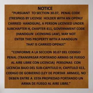 Poster Texas Gun Law - Adobe - Open Carry