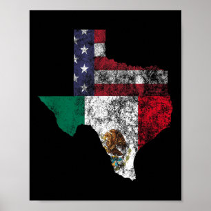 Poster Texas Mexique Drapeau Américain Cinco De Mayo Mexi